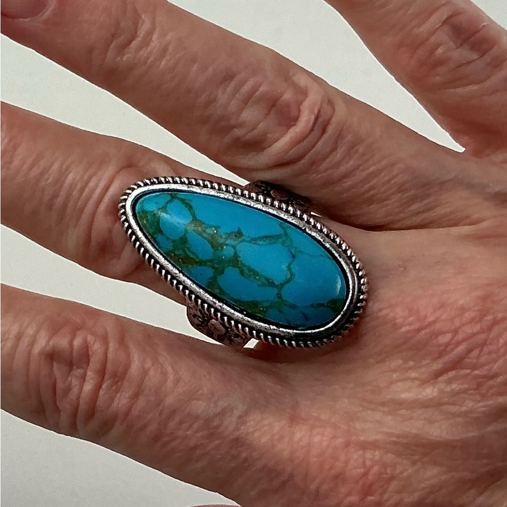 Turquoise and Sterling Silver Unisex Ring